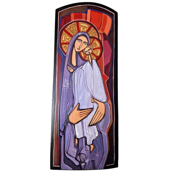 Ikona malowana 10x25cm Matka Boża z Dzieciątkiem na desce - 64418