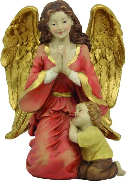 Figura Anioł klęczący z chłopczykiem 15cm - 64298