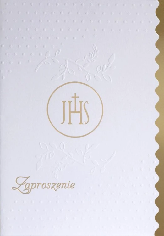 Zaproszenie I Komunia Święta (biało-złote) - 64137 5907564024136