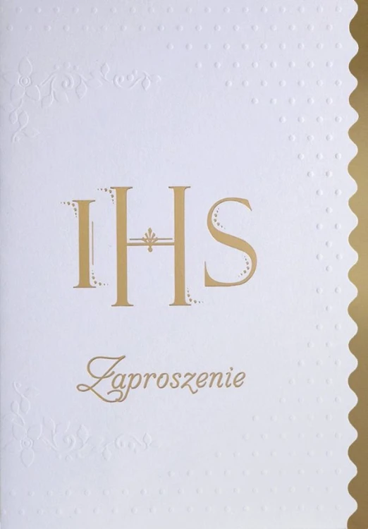Zaproszenie I Komunia Święta (biało-złote) - 64132 5907564024136