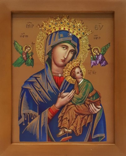 Obraz 23x28cm Matka Boża Nieustającej Pomocy rama brązowa płaska - 63768