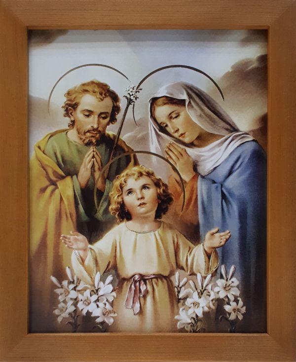 Obraz 23x28cm Św. Rodzina (duży Pan Jezus) rama brązowa płaska - 63763