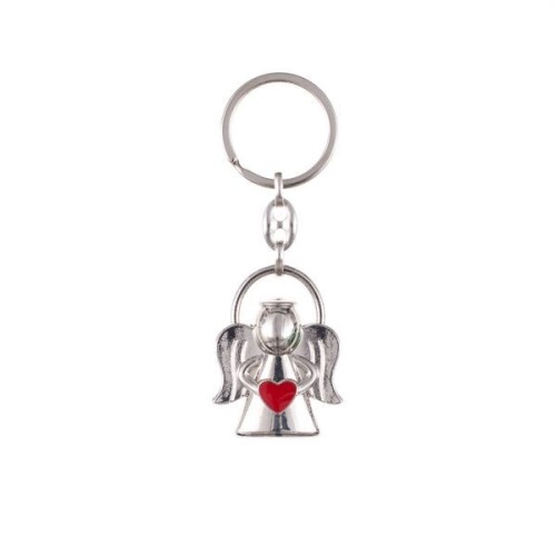 Brelok metalowy - ANIOŁEK metalowy z sercem czerwonym 4cm - 63671 5902689357015