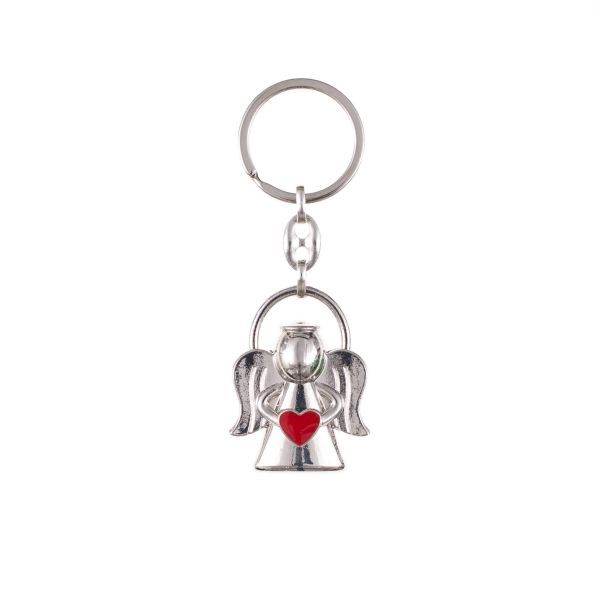Brelok metalowy - ANIOŁEK metalowy z sercem czerwonym 4cm - 63671 5902689357015