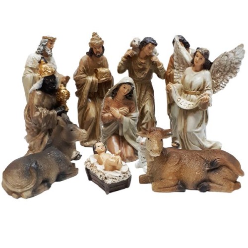 Zestaw figur do szopki 16cm 11 elementów (BRĄZOWE) - 63463