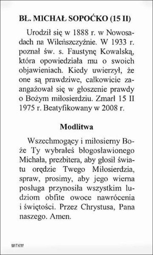 Obrazek bł. Michał Sopoćko. Biografia, modlitwa - 63440