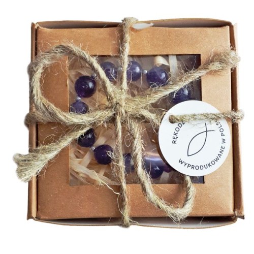 Bransoletka - dziesiątka AMETYST kamień naturalny zapinana - 63361 5902689385353