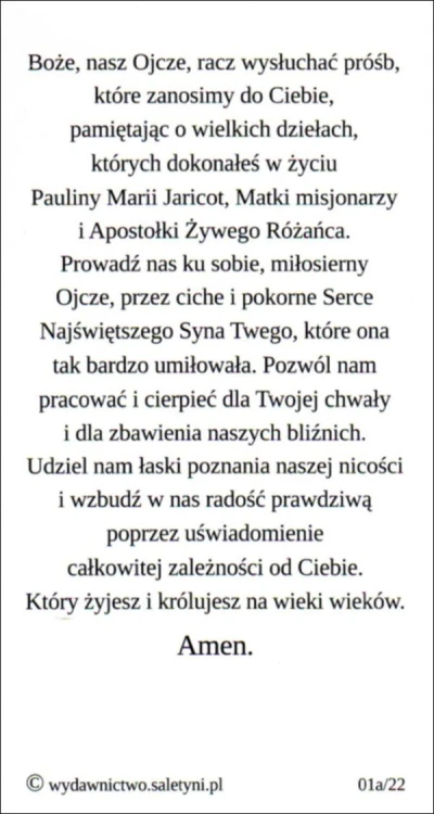 Obrazek Bł. Paulina Jaricot. Boże, nasz Ojcze... - 63341