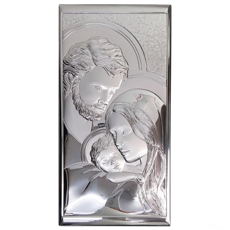 Obraz srebrny 17x33cm Św. Rodzina prostokąt - 62895