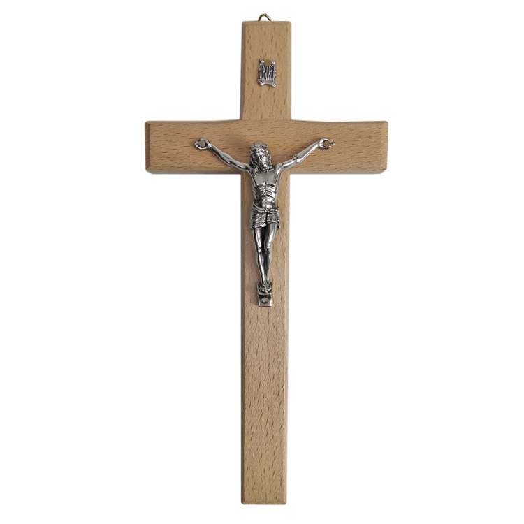 Krzyż wiszący drewniany h20,5cm jasny FREZOWANY - 62868