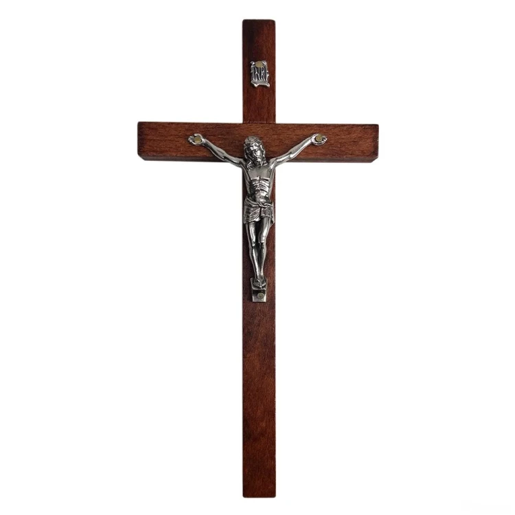 Krzyż wiszący drewniany h20cm ciemny - 62865
