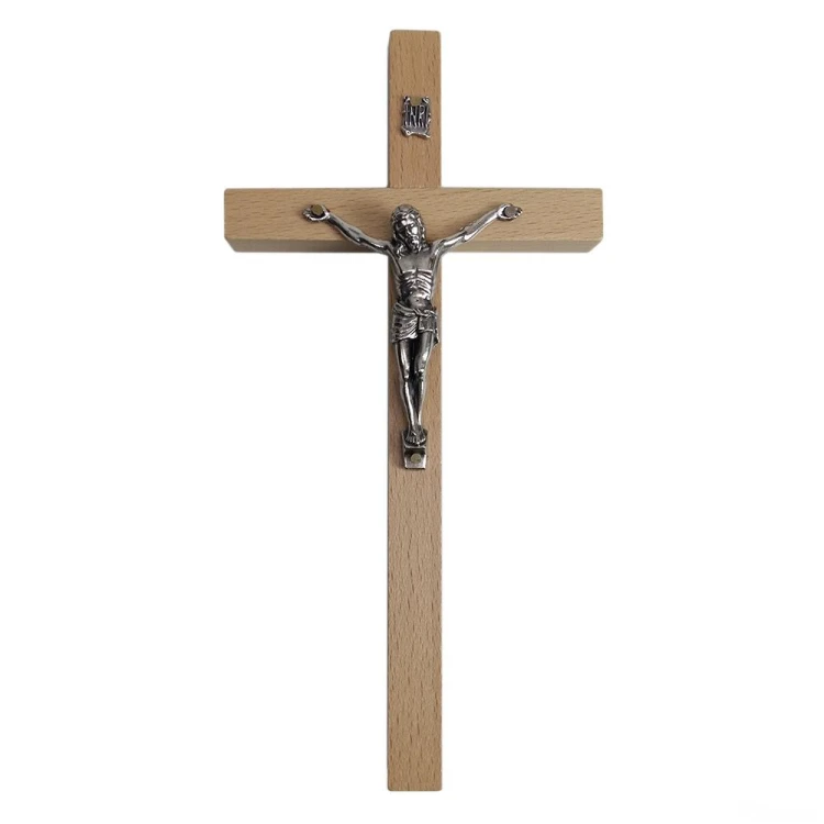 Krzyż wiszący drewniany h20cm jasny - 62864