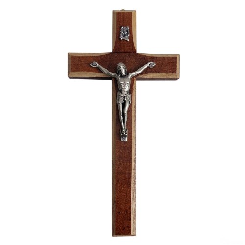 Krzyż wiszący drewniany h20cm ciemny frezowany - 62863