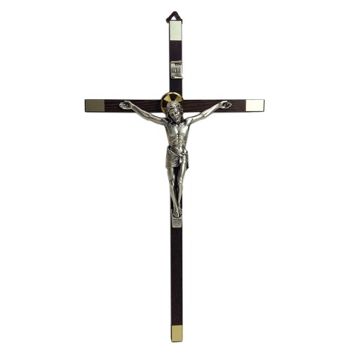 Krzyż wiszący drewniany h31cm z okuciem - 62520