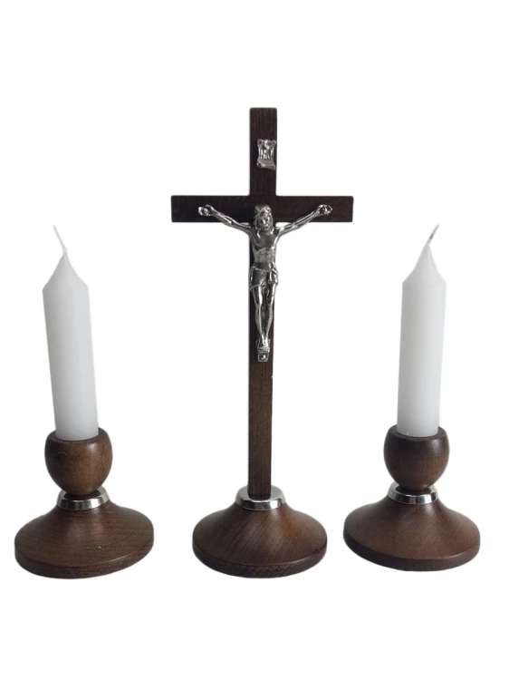 Zestaw kolędowy drewniany BRĄZ (krzyż 20cm) - 62326