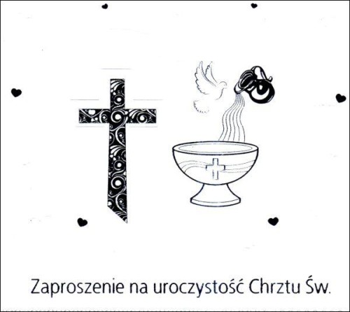 Zaproszenie Chrzest Św. kwadrat SREBRNE 10  szt.                  ZKW - 62185