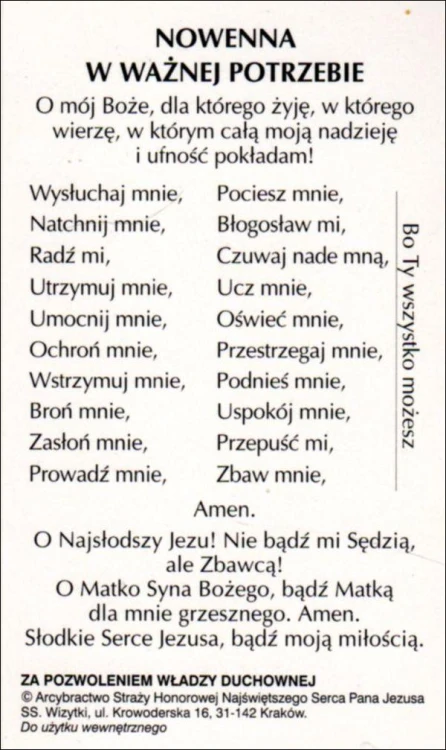 Obrazek Najświętsze Serce Pana Jezusa. Nowenna w ważnej potrzebie. O Boże, dla którego żyję ... - 41922