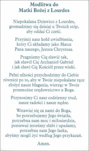Obrazek z brokatem Matka Boża z Lourdes. Modlitwa do Matki Bożej z Lourdes - 08632