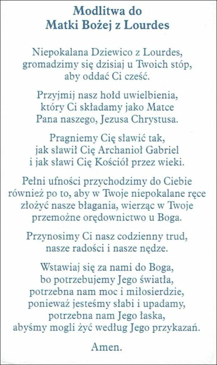 Obrazek z brokatem Matka Boża z Lourdes. Modlitwa do Matki Bożej z Lourdes - 08632