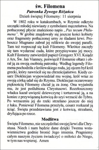 Obrazek św. Filomena. Patronka Żywego Różańca - 03994
