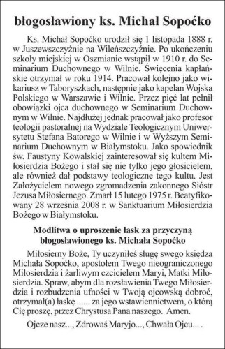 Obrazek bł. Michał Sopoćko. Biografia + modlitwa - 03933