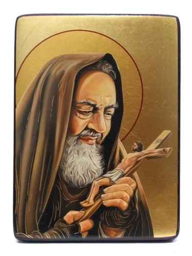 Ikona mała 12x16cm Św. Ojciec Pio obraz na desce - 61177