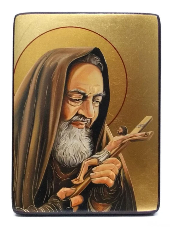 Ikona mała 12x16cm Św. Ojciec Pio obraz na desce - 61177