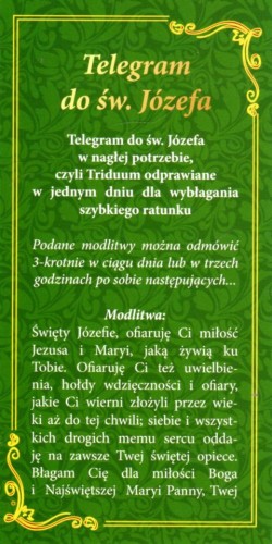 Zakładka do książki - Telegram do św. Józefa - 60880