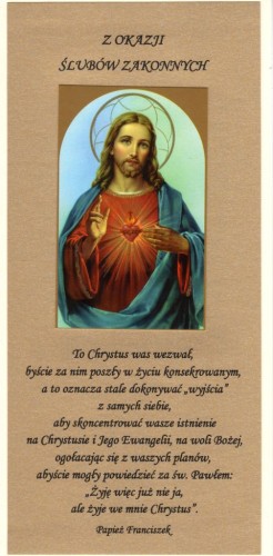 Karnet Pamiątka ŚLUBÓW ZAKONNYCH ręcznie robiony różne wzory                      DL - 60761