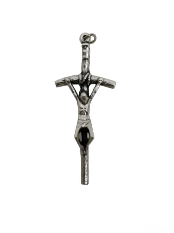 Krzyżyk do różańca metalowy papieski 5cm - 60640