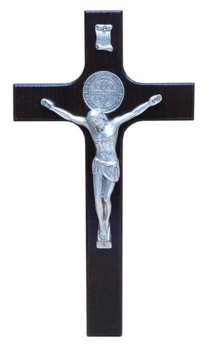 Krzyż wiszący drewniany h35cm Św. Benedykt WENGE - 60491