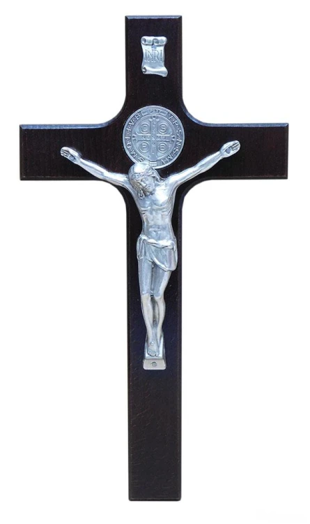 Krzyż wiszący drewniany h35cm Św. Benedykt WENGE - 60491