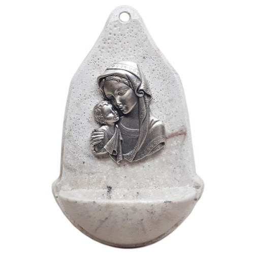 Kropielnica alabaster - Matka Boża z Dzieciątkiem (marmurek) (różne wzory) - 58892
