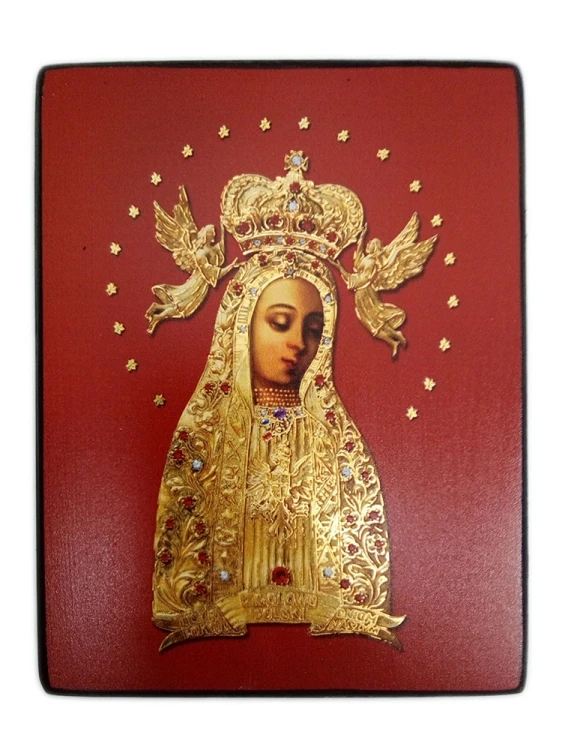 Ikona mini 11x14cm Matka Boża Licheńska OBRAZ NA DESCE - 58524