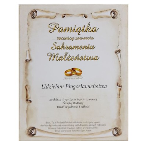 Obrazek 15x20cm Św. Rodzina PAMIĄTKA SAKRAMENTU ŚLUBU (ikona) prostokąt - 58516