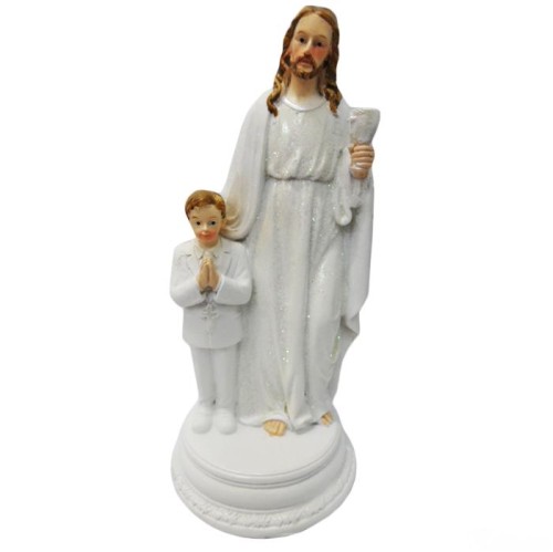 Figura I Komunia Święta Pan Jezus z CHŁOPCEM 13cm BIAŁY - 57919