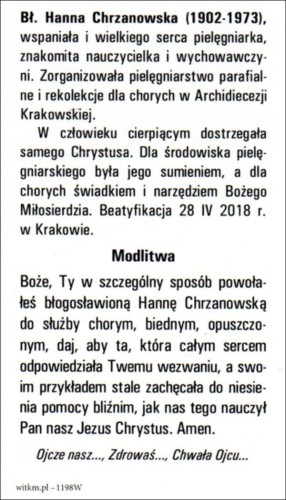 Obrazek bł. Hanna Chrzanowska. Biografia - modlitwa - 57817
