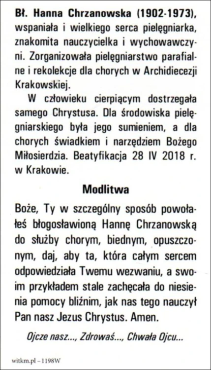 Obrazek bł. Hanna Chrzanowska. Biografia - modlitwa - 57817
