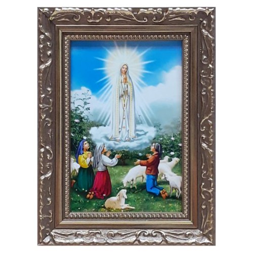Obraz 10x15cm Matka Boża Fatimska rama ornament - 56670