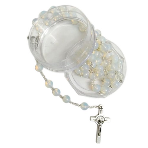 Różaniec kamień naturalny - OPAL *8 w pudełeczku - 56082