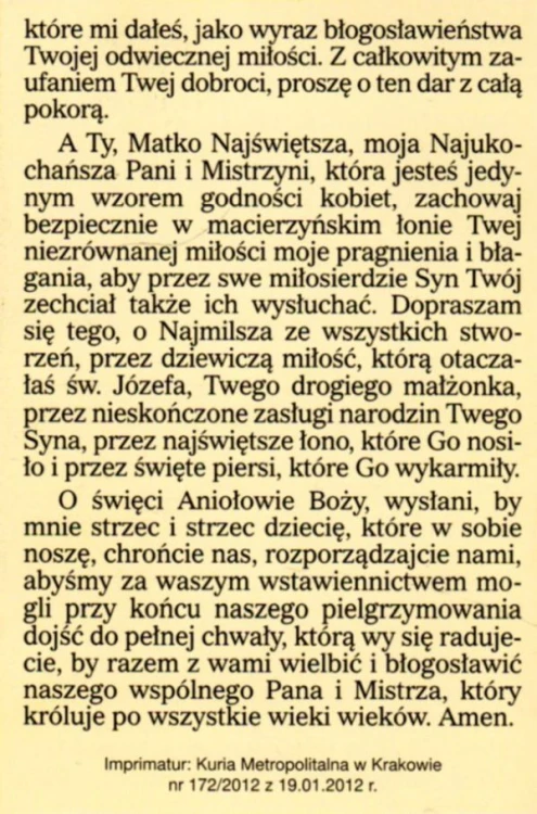 Składanka Modlitwa matki oczekującej dziecka św. Franciszka Salezego. Boże przedwieczny ... - 56072