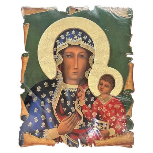 Obrazek na płycie 18x23cm Matka Boża Częstochowska (zielone tło) - 55956