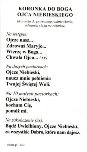 Obrazek Bóg Ojciec. Koronka do Boga Ojca Niebieskiego - 55534