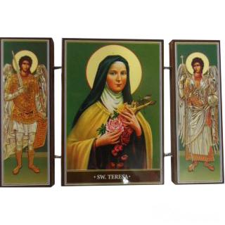 Ikona tryptyk Św. Teresa drewniana składana 8cm - 53668