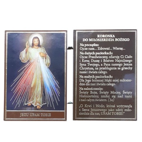 Ikona dyptyk Jezu Ufam Tobie/ Koronka do Miłosierdzia Bożego 8cm - 53424