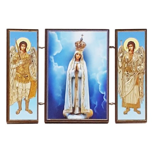Ikona tryptyk Matka Boża Fatimska drewniana składan 8cm - 53421