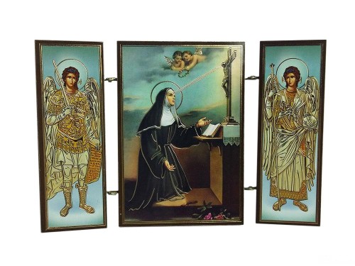 Ikona tryptyk Św. Rita drewniana składana 8cm - 52721