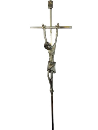 Krzyż wiszący metalowy nikiel h32cm        (wąski) - 52324