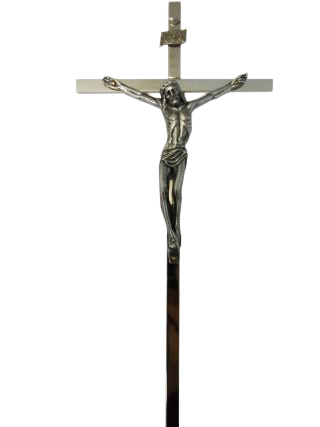 Krzyż wiszący metalowy nowoczesny nikiel h31cm - 52323 5902808100300