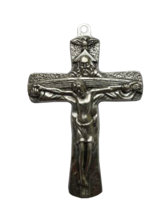 Krzyż wiszący metalowy Pamiątka Bierzmowania chrom/ox. odlew.h7cm - 52133